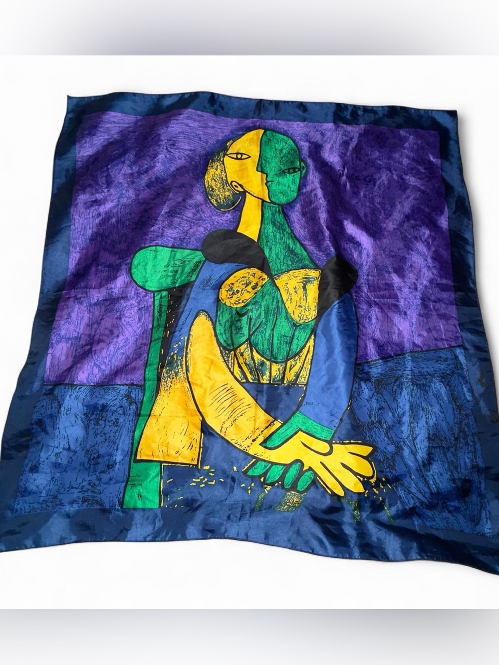Vintage Pablo Picasso style scarf large 90s